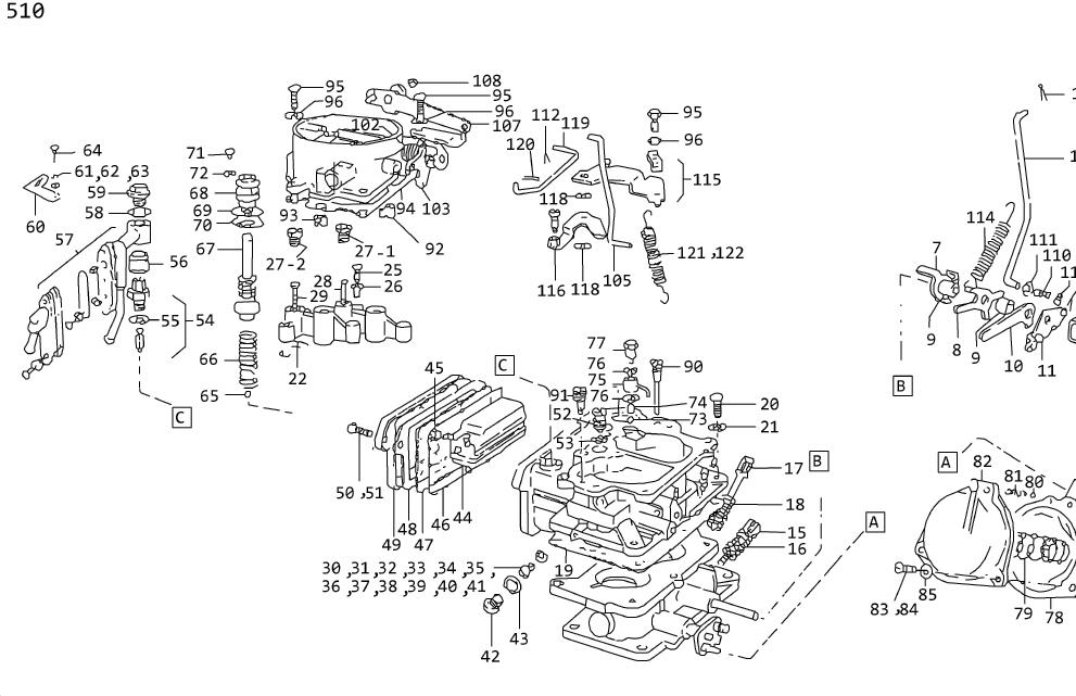 Diagram CARBURETOR(HITACHI) for your Datsun 510  