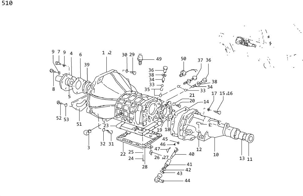 Diagram TRANSMISSION CASE(4-SPEED) for your Datsun 510  