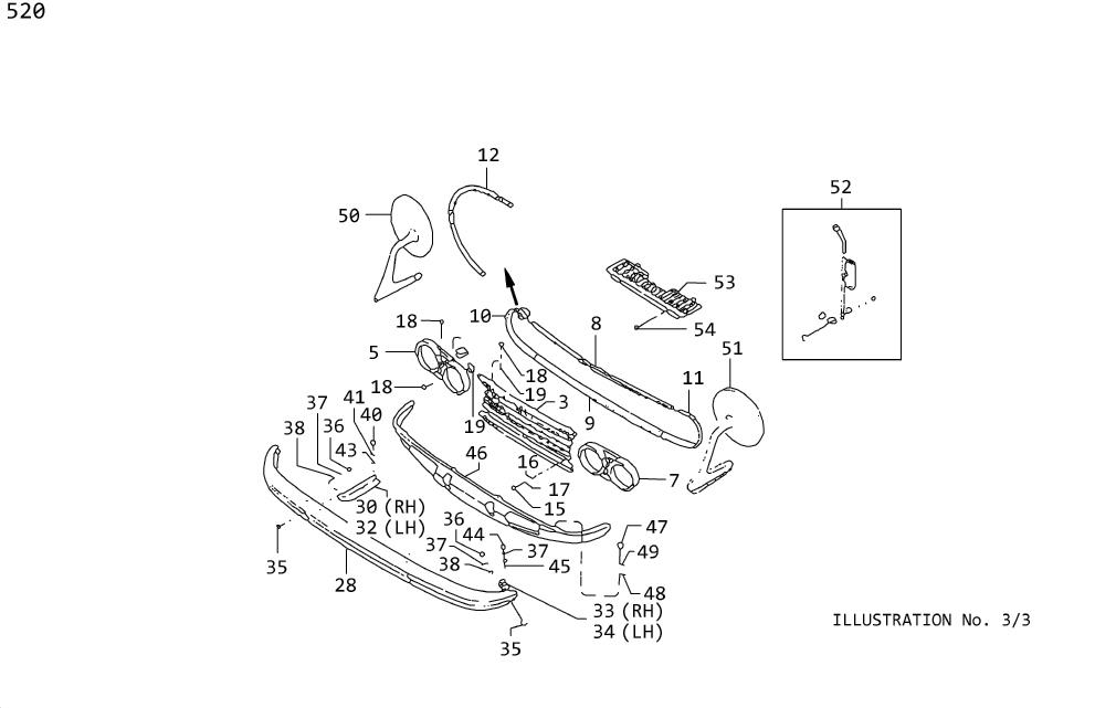 Diagram BODY OUTSIDE VIEW(T SERIES) for your Datsun 520  