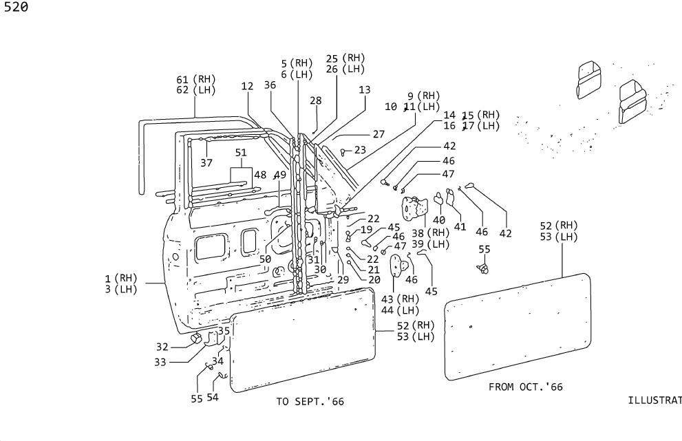 Diagram DOORS, DOOR LOCK & WINDOW REGULATOR(T SERIES) for your 1986 Nissan Stanza   