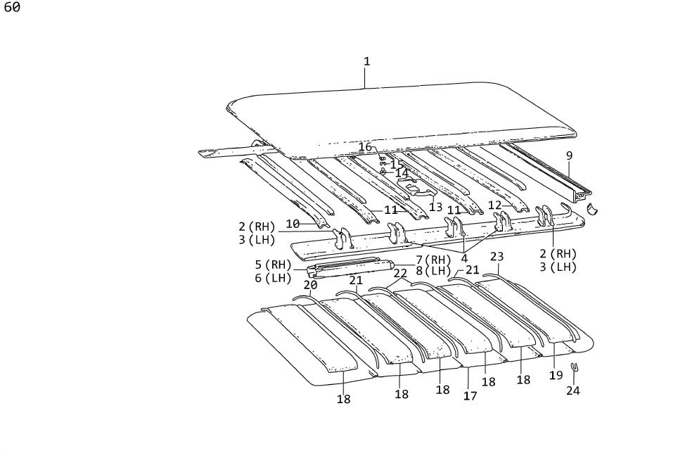 Full size assembly image of ROOF PANEL, LINING &amp; RAIL (1/1)