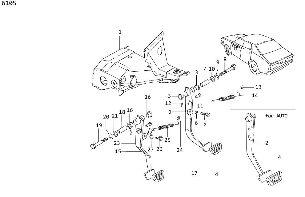 Diagram BRAKE & CLUTCH PEDAL for your 1996 Nissan Maxima   