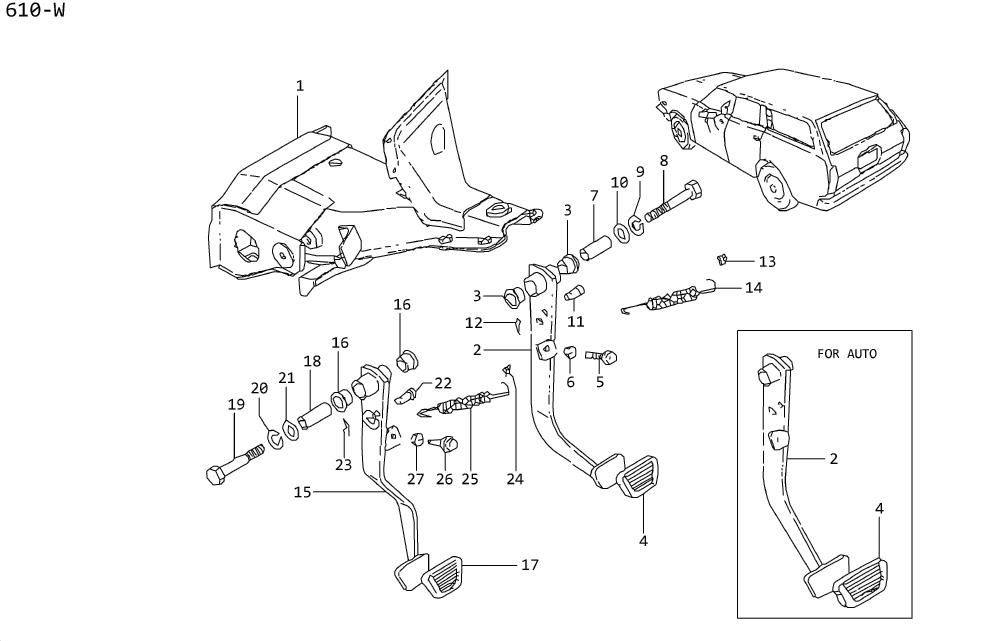 Diagram BRAKE & CLUTCH PEDAL for your 1996 Nissan Maxima   