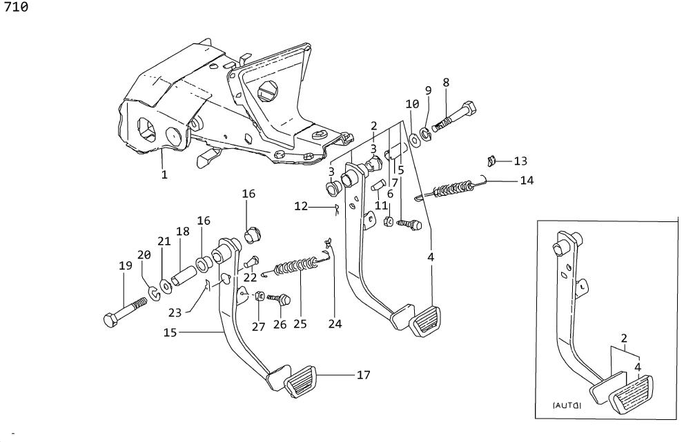 Diagram BRAKE & CLUTCH PEDAL for your 1996 Nissan Maxima   