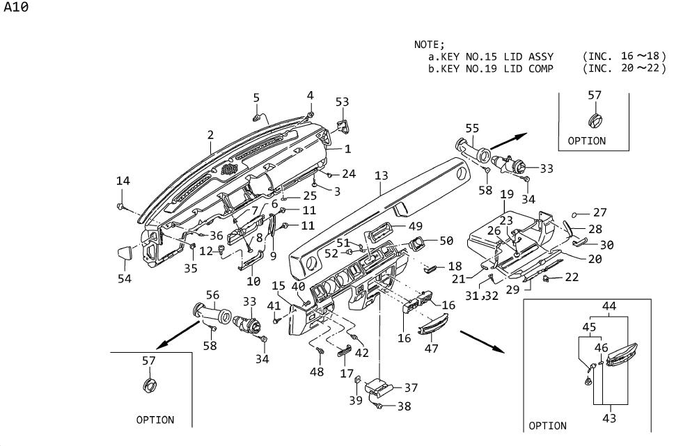 Diagram INSTRUMENT PANEL & FITTING(SEDAN) for your 1984 Nissan 300ZX   