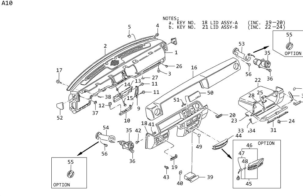 Diagram INSTRUMENT PANEL & FITTING(4 DOOR HATCHBACK) for your 1984 Nissan 300ZX   