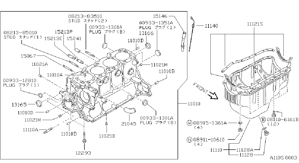 Diagram CYLINDER BLOCK & OIL PAN for your Nissan