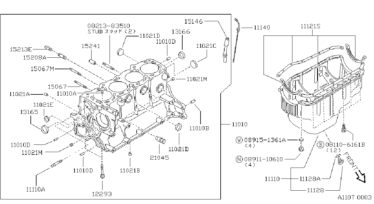 Diagram CYLINDER BLOCK & OIL PAN for your Nissan