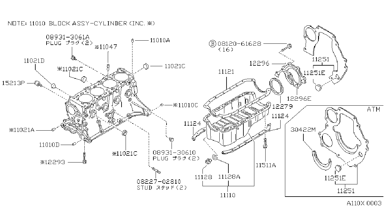 Diagram CYLINDER BLOCK & OIL PAN for your Nissan