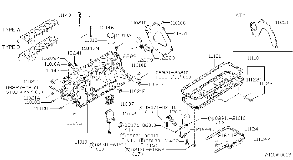Diagram CYLINDER BLOCK & OIL PAN for your Nissan