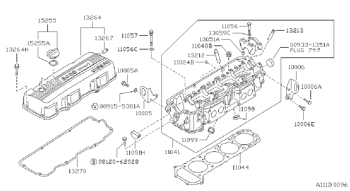 Diagram CYLINDER HEAD & ROCKER COVER for your Nissan