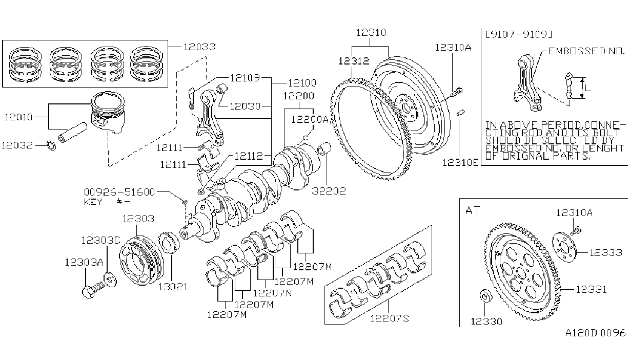 Diagram PISTON,CRANKSHAFT & FLYWHEEL for your Nissan