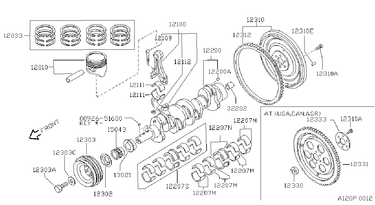 Diagram PISTON,CRANKSHAFT & FLYWHEEL for your Nissan