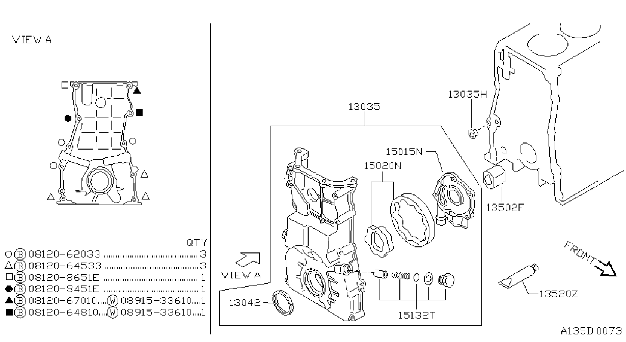 Diagram FRONT COVER & FITTING for your 2003 Nissan Maxima   