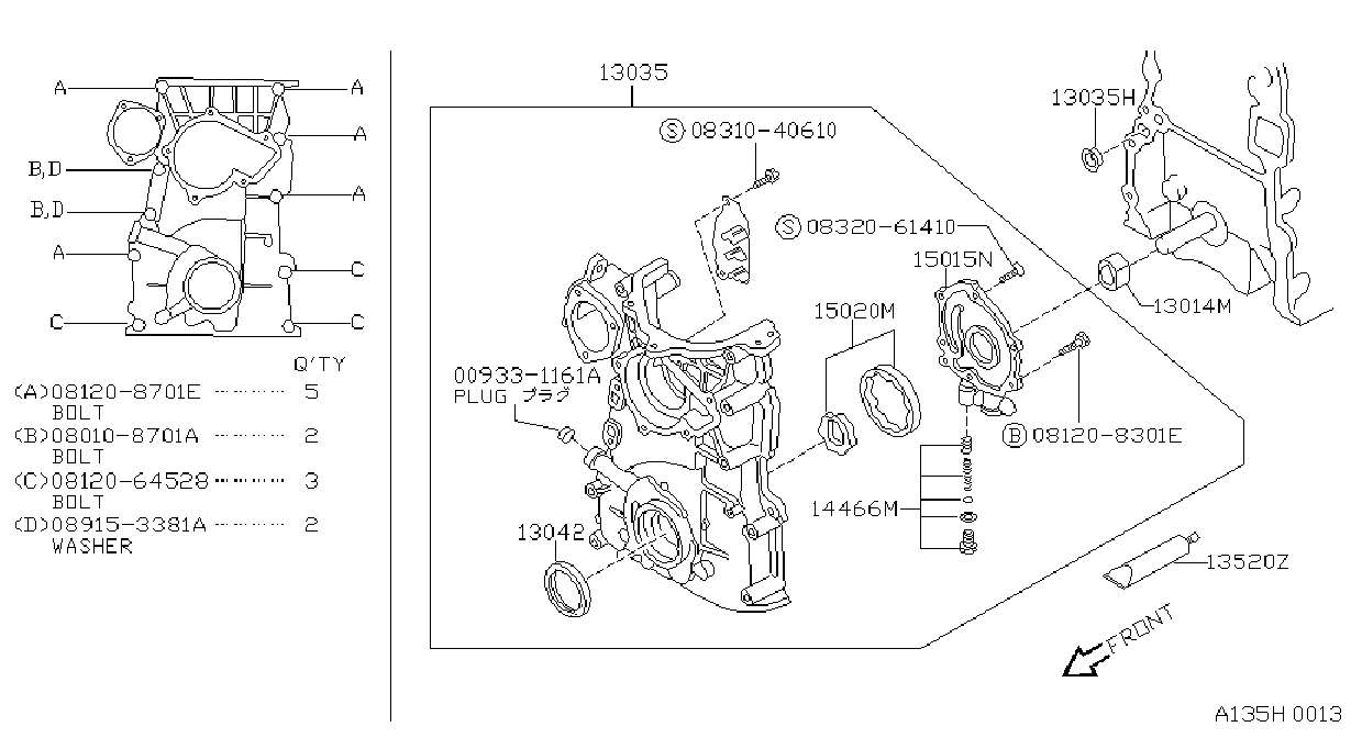 Diagram CUBIERTA DEL, BOMBA VACÍO Y FIJACIÓN for your 2003 Nissan Maxima   