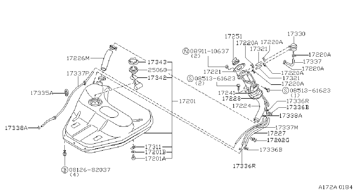 Diagram FUEL TANK for your 2015 Nissan Pathfinder S 3.5L V6 CVT FWD 