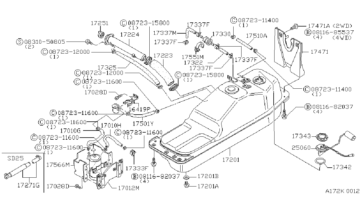 Diagram FUEL TANK for your 2015 Nissan Pathfinder S 3.5L V6 CVT FWD 