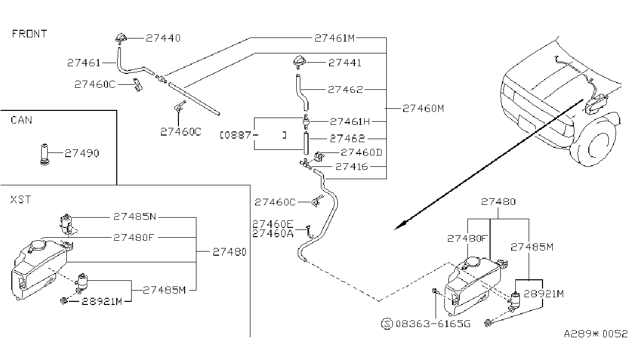 Diagram LAVADOR DEL PARABRISAS for your Nissan