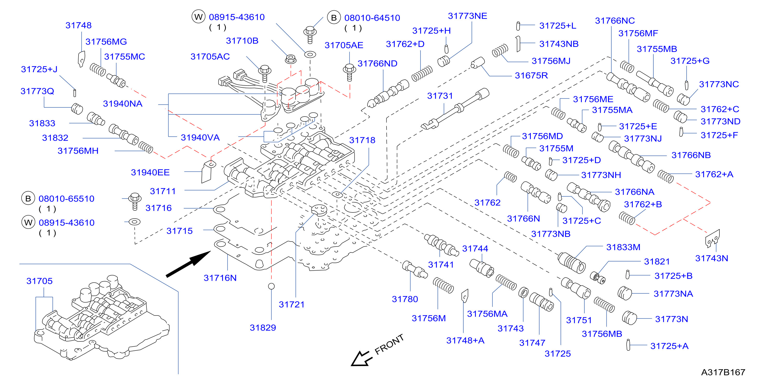 Diagram CONTROL VALVE (ATM) for your Nissan Pathfinder  