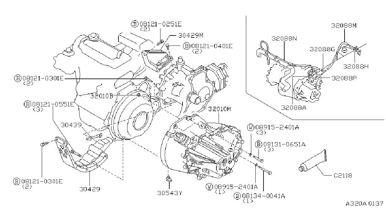 Diagram MANUAL TRANSMISSION, TRANSAXLE & FITTING for your Nissan Maxima  
