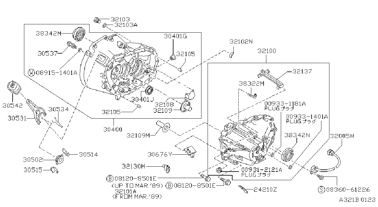 Diagram TRANSMISSION CASE & CLUTCH RELEASE for your 2002 Nissan Frontier King Cab XE 2.4L AT 2WD 