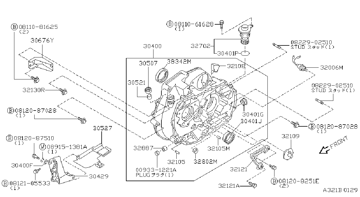 Diagram TRANSMISSION CASE & CLUTCH RELEASE for your 1969 Datsun Sports 1600   