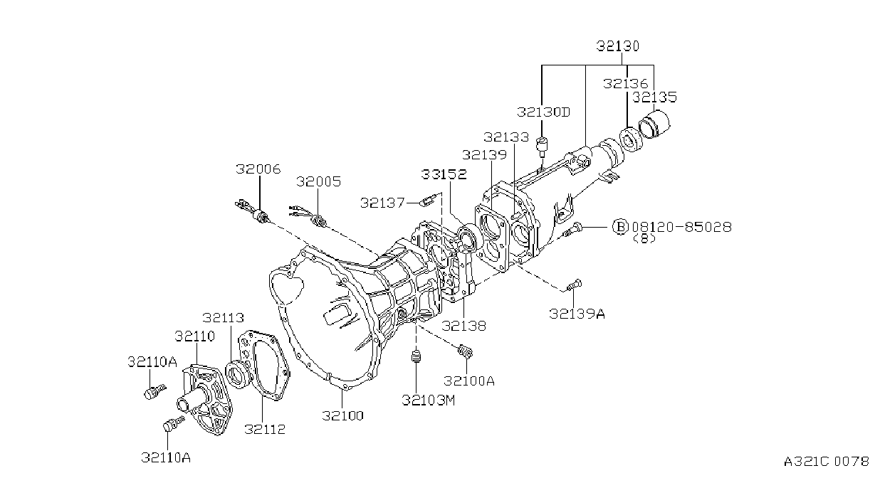 Diagram TRANSMISSION CASE & CLUTCH RELEASE for your Nissan