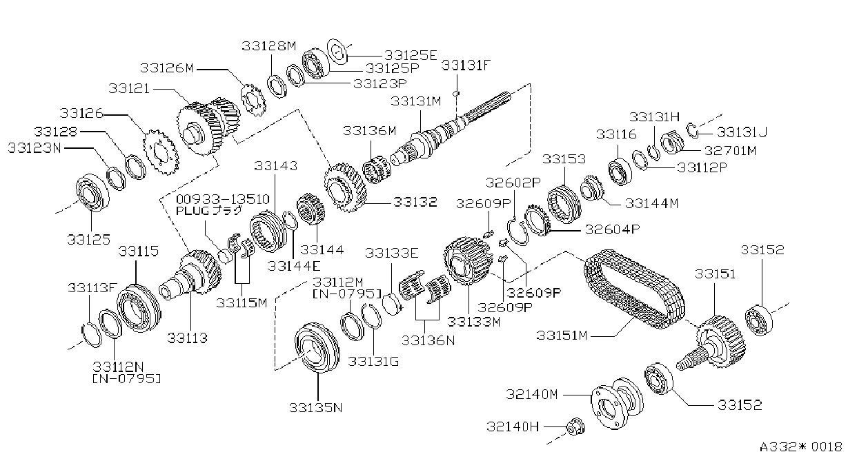 Diagram TRANSFER GEAR for your 1997 Nissan Altima   