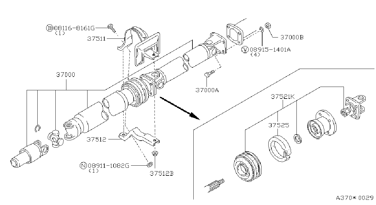Diagram PROPELLER SHAFT for your Nissan Maxima  