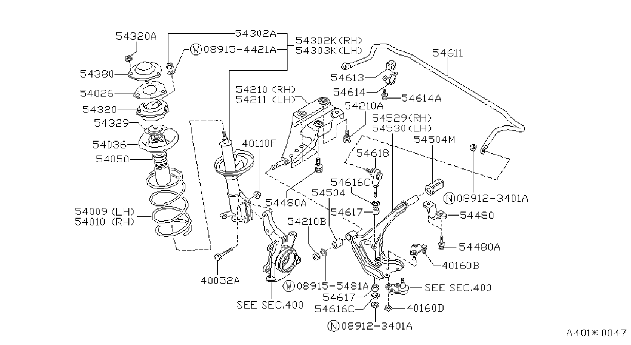 Diagram FRONT SUSPENSION for your 2021 Nissan Maxima   