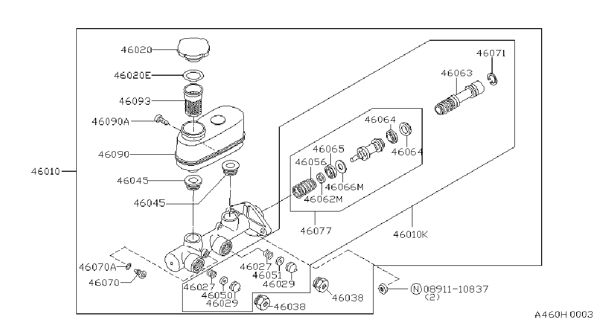 Diagram CILINDRO MAESTRO DEL FRENO for your 1983 Nissan 720 Deluxe 2.2L F5 4WD 