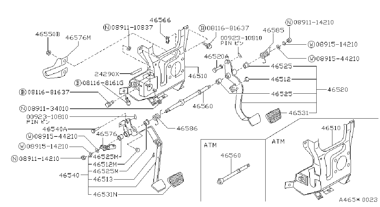 Diagram BRAKE & CLUTCH PEDAL for your 2020 Nissan NV200   