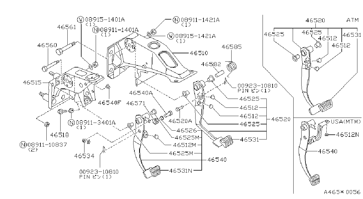 Diagram BRAKE & CLUTCH PEDAL for your 2020 Nissan NV200   