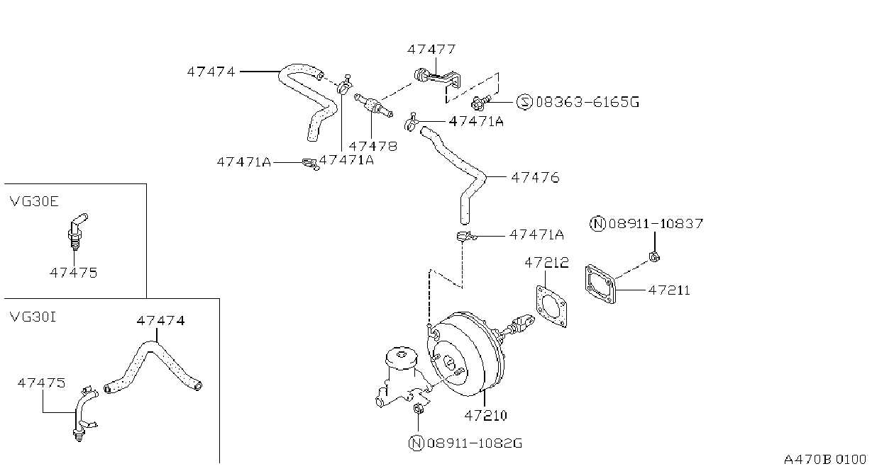 Diagram BRAKE SERVO &             SERVO CONTROL for your 2007 Nissan Titan Crew Cab LE 5.6L V8 AT 4WD 