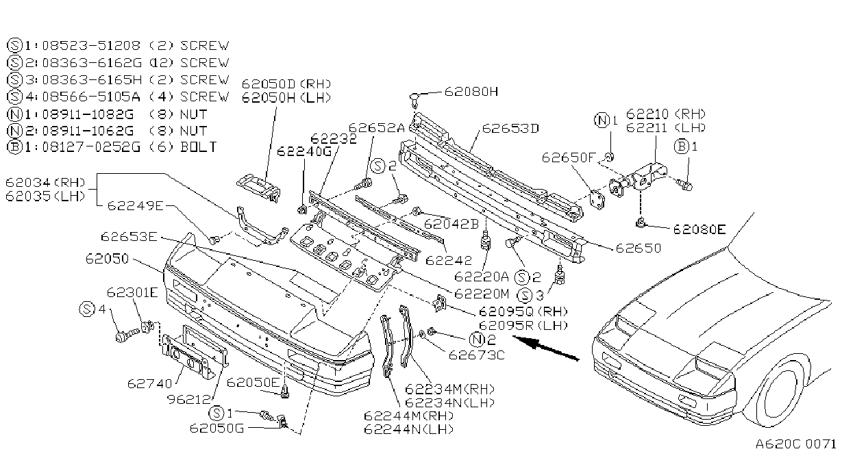 Diagram FRONT BUMPER for your 1984 Nissan 300ZX   