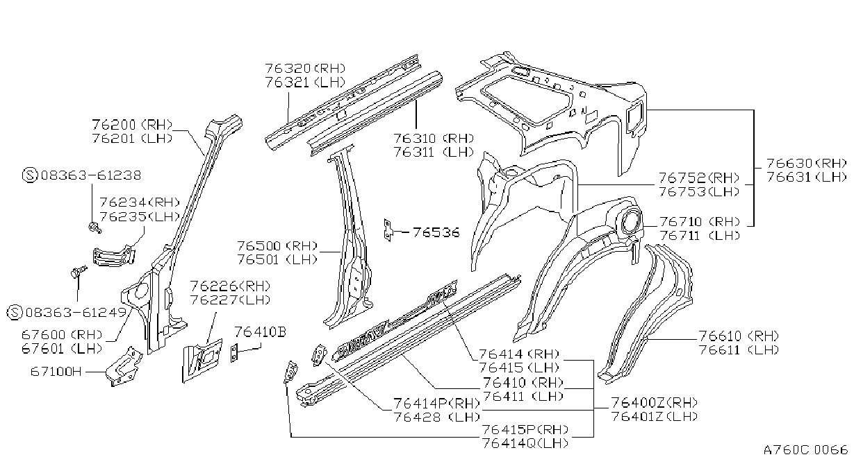 Diagram BODY SIDE PANEL for your 1989 Nissan Sentra E 1.6L MT 2WD 