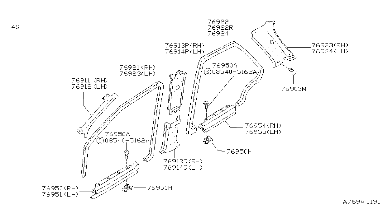 Diagram BODY SIDE TRIMMING for your 2020 Nissan Altima   