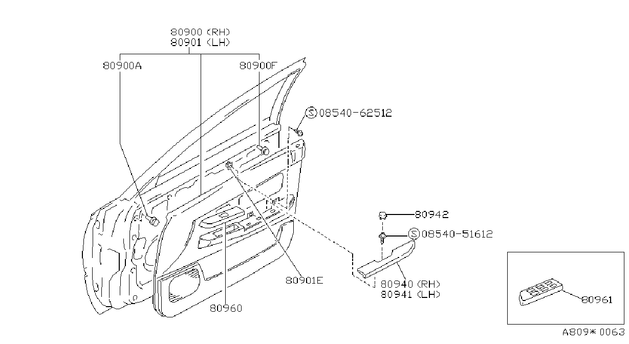 Diagram FRONT DOOR TRIMMING for your 1984 Nissan 300ZX   