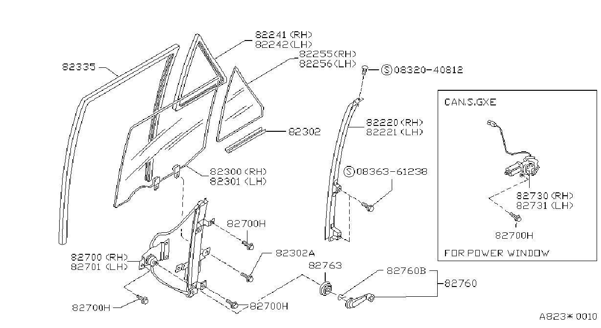 Full size assembly image of REAR DOOR WINDOW & REGULATOR (1/1)