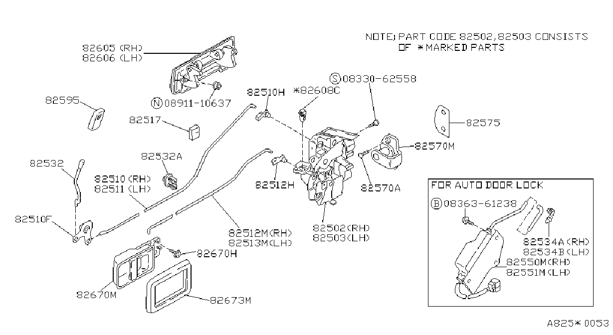 Diagram REAR DOOR LOCK & HANDLE for your 2020 Nissan Altima   