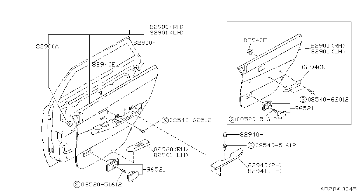 Diagram REAR DOOR TRIMMING for your 1984 Nissan 300ZX   