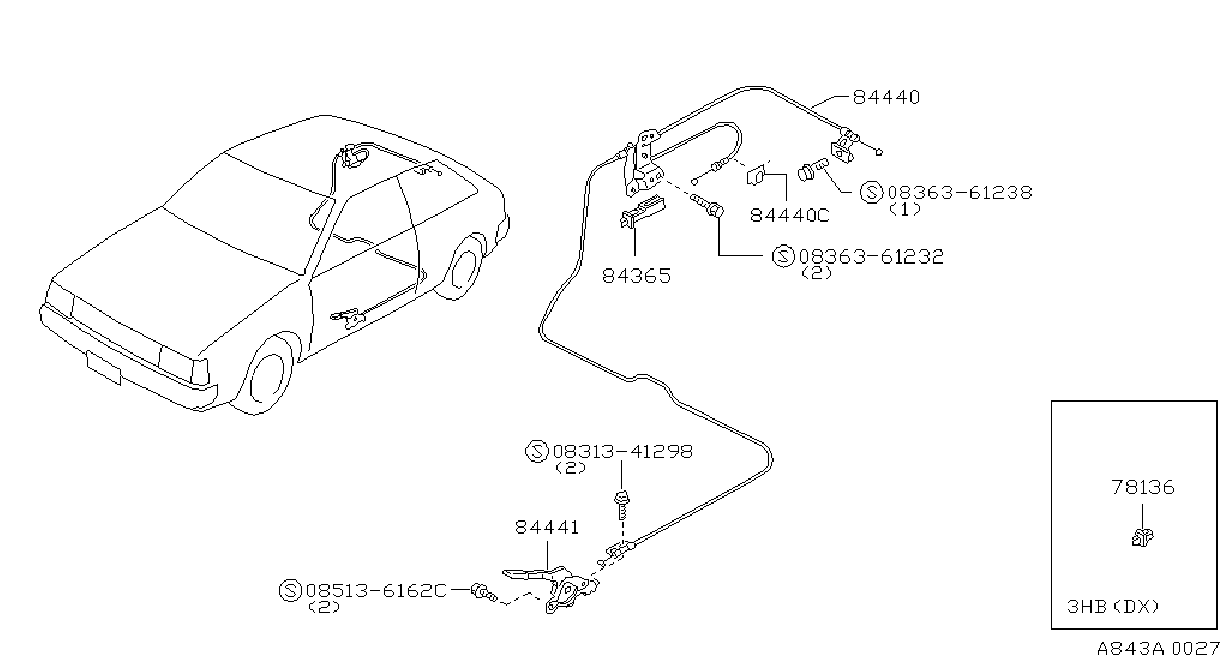 Diagram TAPA PORTAEQUIPAJES Y PARTES DE FIJACIàN for your 1983 Nissan Pulsar NX COUPE GX 1.6L F5 