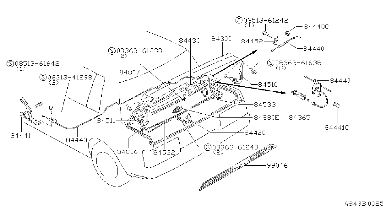 Diagram TAPA PORTAEQUIPAJES Y PARTES DE FIJACIàN for your 1983 Nissan Pulsar NX COUPE GX 1.6L F5 