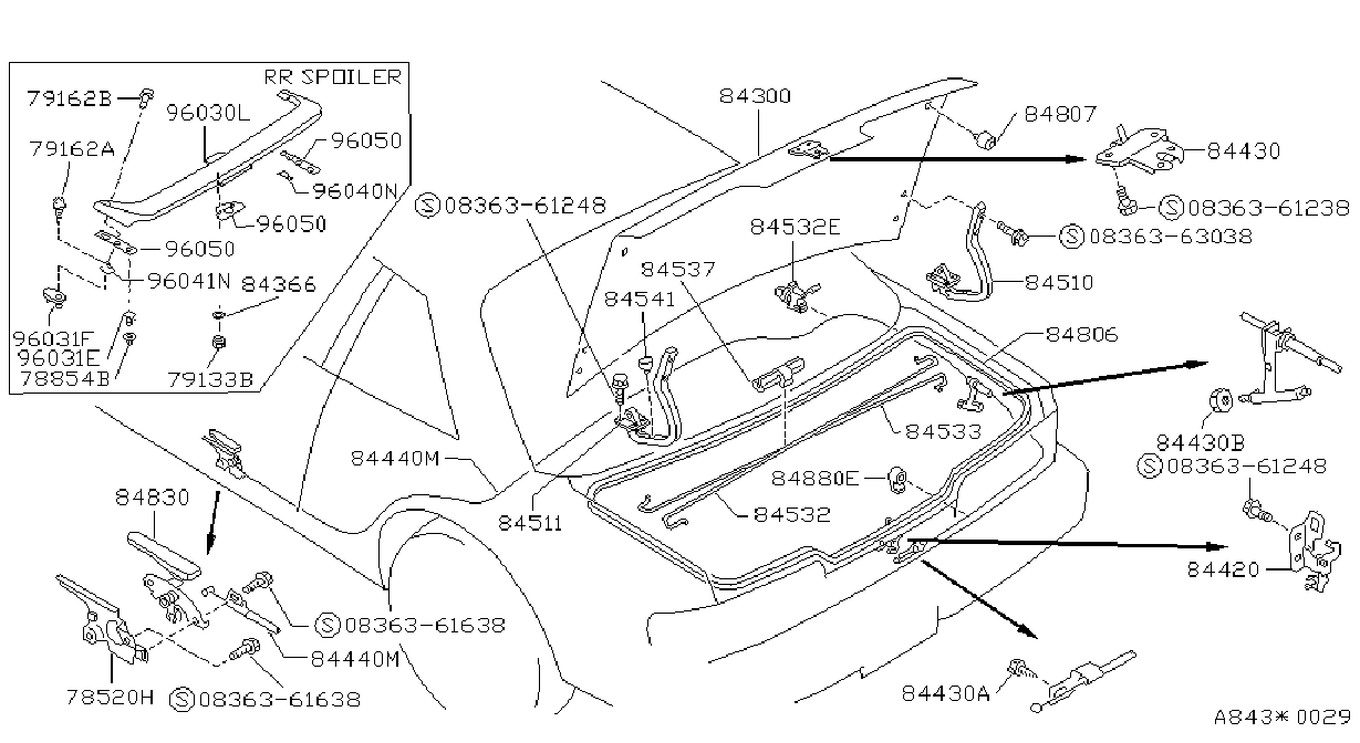Diagram TRUNK LID & FITTING for your 2008 Nissan Pathfinder   