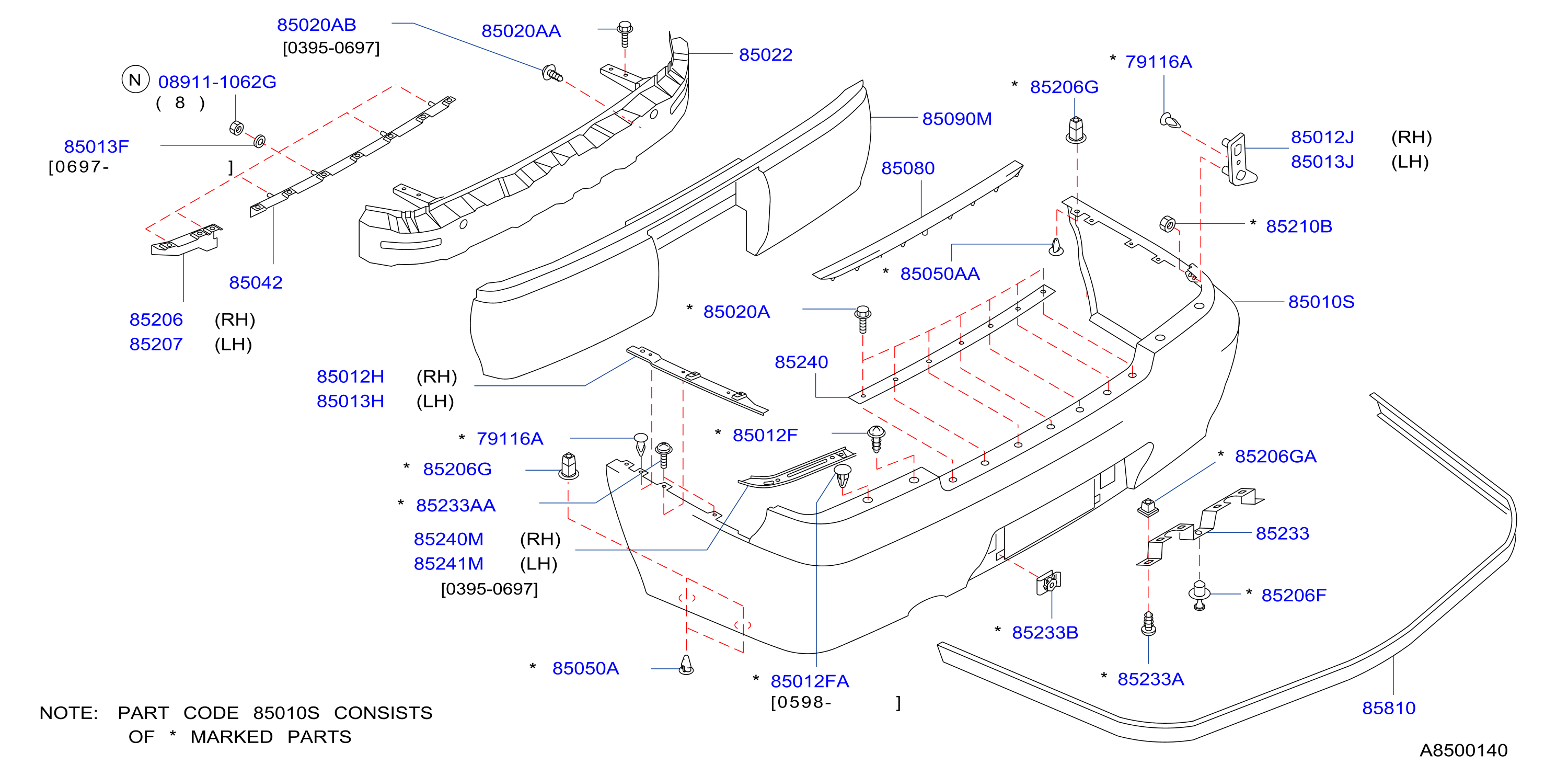 Diagram REAR BUMPER for your INFINITI M56  SPORT TECHNOLOGY