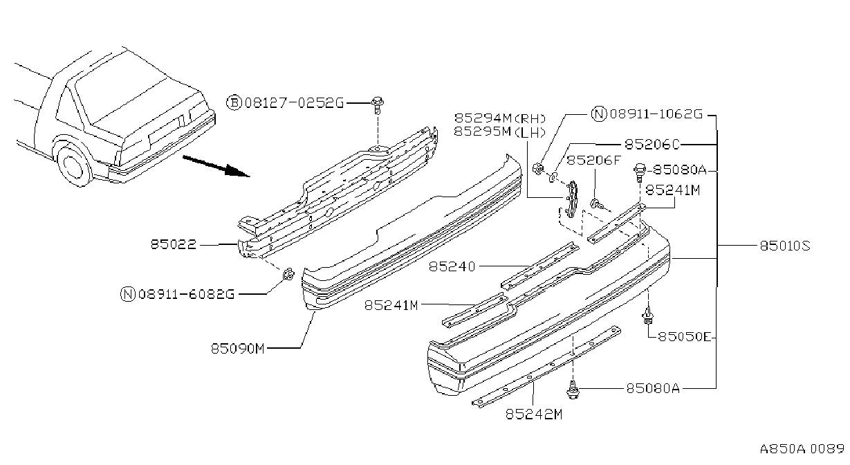 Diagram PARACHOQUES TRASERO for your 2011 Nissan Rogue   