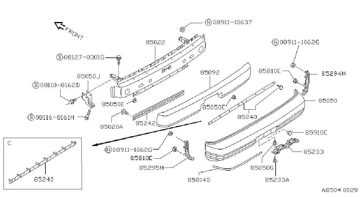 Diagram PARACHOQUES TRASERO for your 2011 Nissan Rogue   