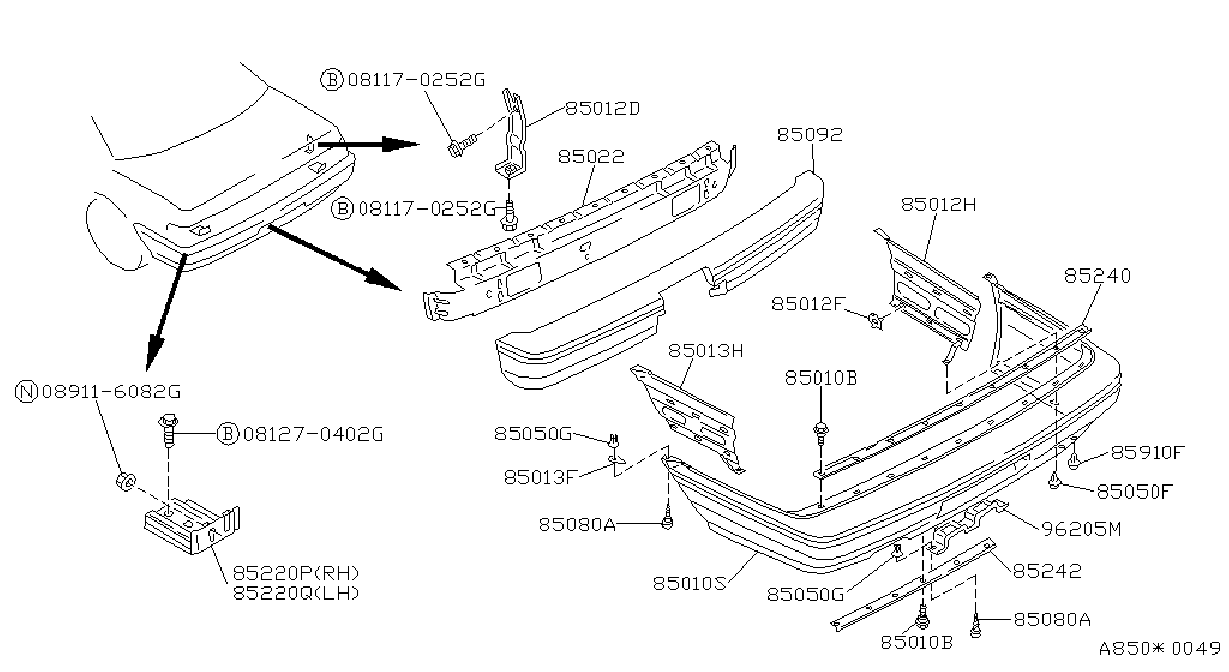 Diagram PARACHOQUES TRASERO for your 2011 Nissan Rogue   