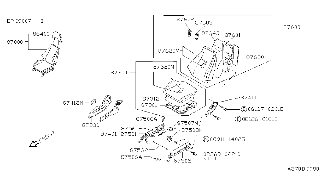 Diagram FRONT SEAT for your 2014 Nissan NV200   