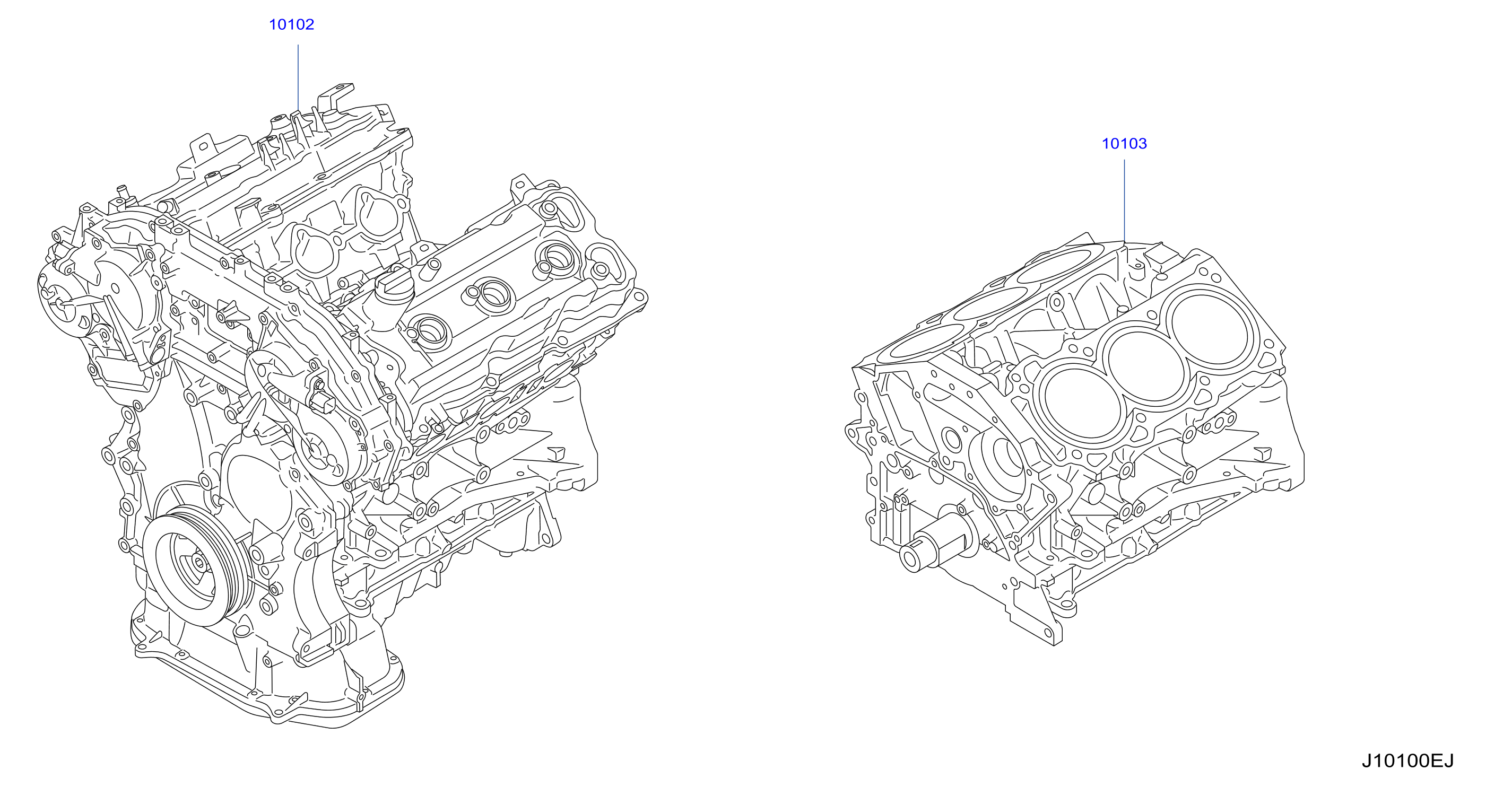 Diagram BARE & SHORT ENGINE for your INFINITI G35  